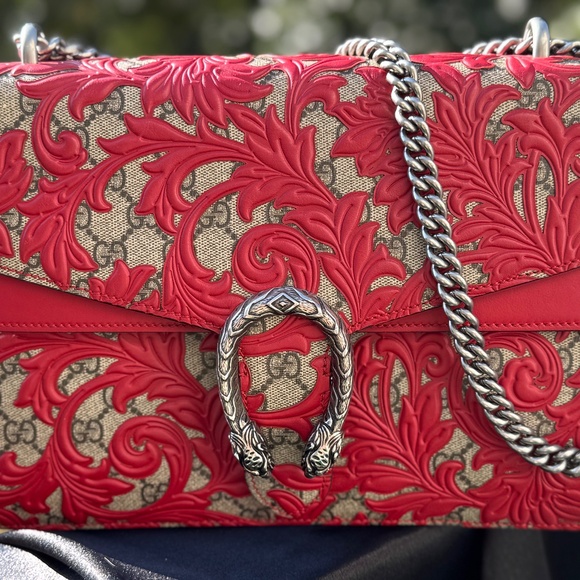 Gucci Dionysus GG Matelassé Shoulder Bag – Red Baroque Leather Appliqué - Picture 2 of 6